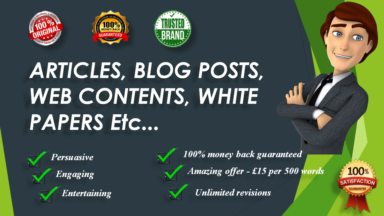 Write Original & Authentic 500 Words SEO Articles & Blogs